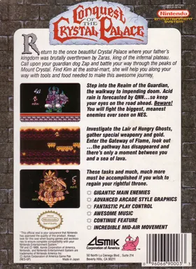 Conquest of the Crystal Palace (USA) box cover back